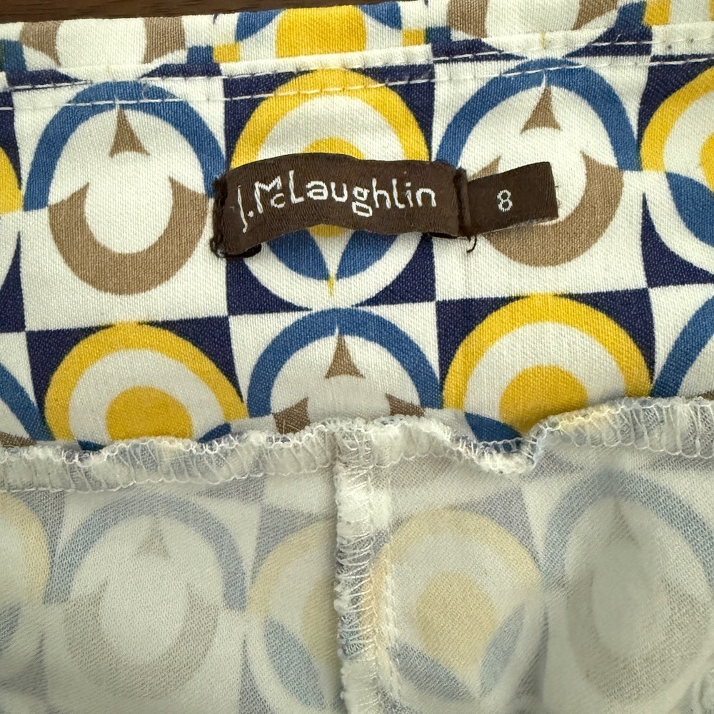 J MCLAUGHLIN IVY CAPRI PANTS PULL ON BACK POCKETS VIBRANT GEOMETRIC PULL ON 8 - Picture 8 of 11